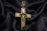 Dije de Cruz Tridimensional  | Oro Sólido 14kt