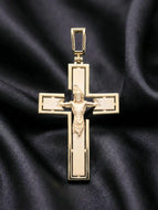 Dije cruz tridimensional oro 14k macizo acabado satinado y pulido espejo