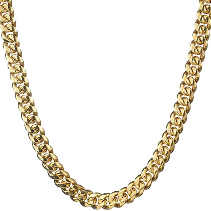 Cadena Miami Cuban Link oro 14k macizo, eslabones pesados y pulido espejo, Rocks Rebel NY/NJ